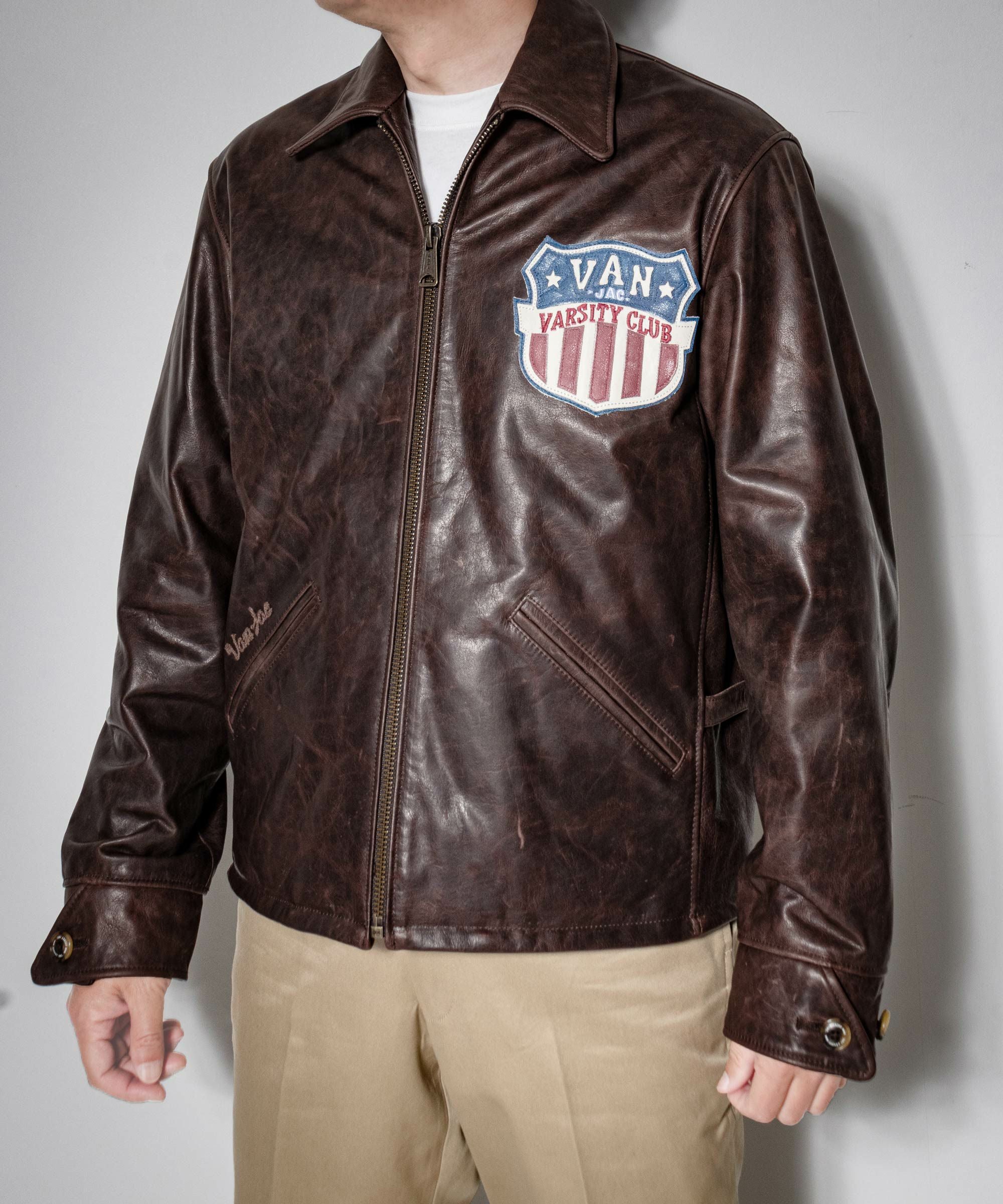 ス*ブ様 90s VANJACKET　レザージャケット VAN レザージャケット 革ジャン バックロゴ ダメージ 90s オールド