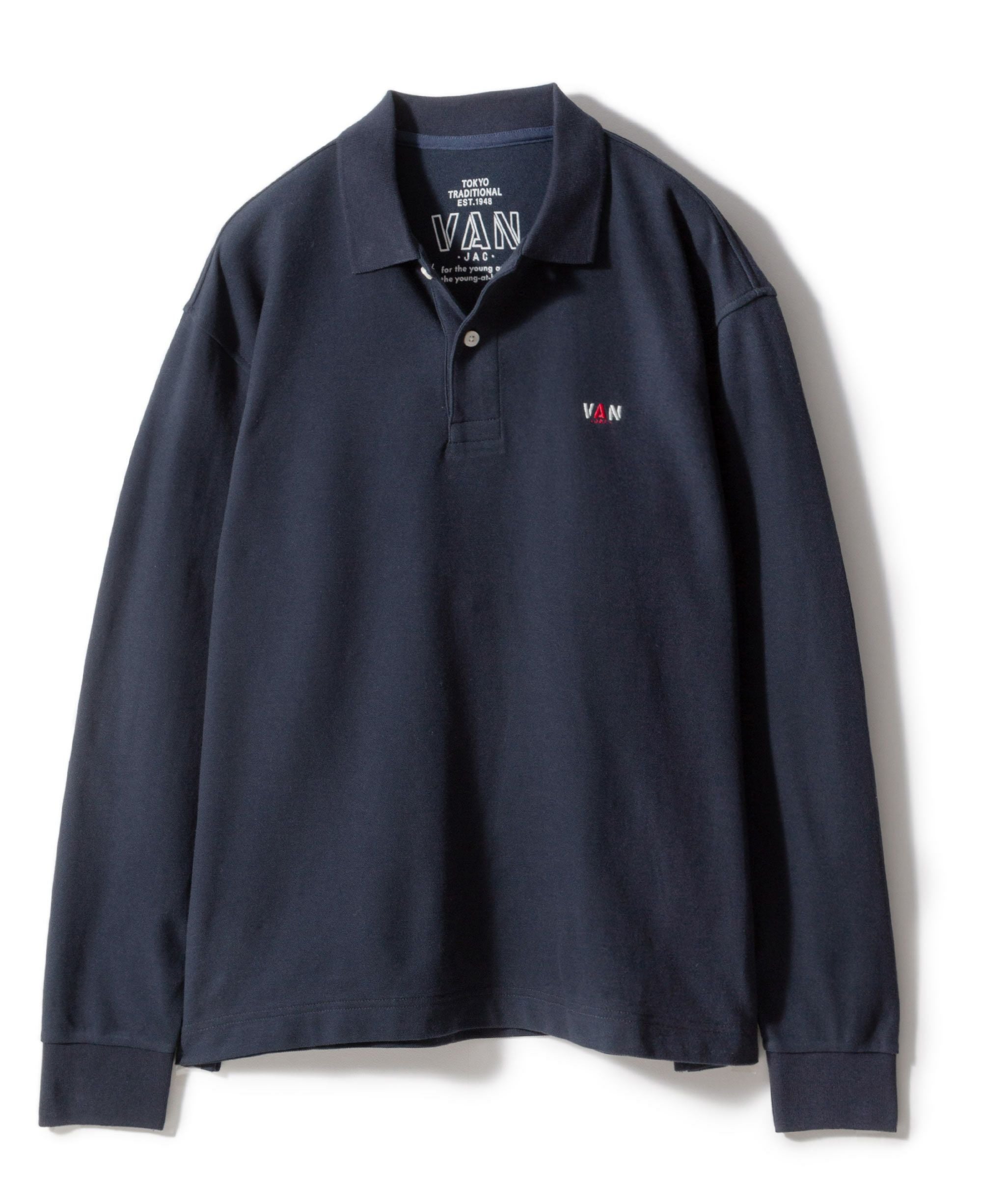 VAN 長袖ポロシャツ L ネイビー/ホワイト 長袖ポロシャツ＜鹿の子＞ ｜ VAN STORE