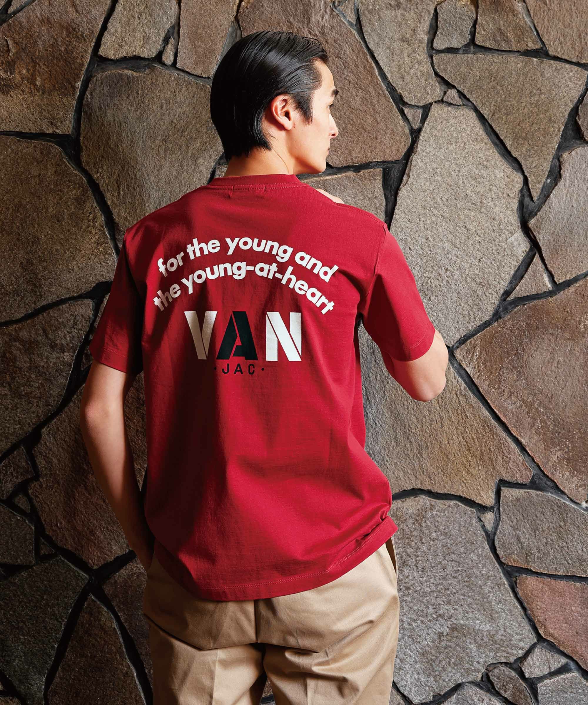 VAN JAC ヴァンヂャケット バックアーチロゴプリントTシャツ M ホワイト バックロゴTシャツ ｜ VAN STORE