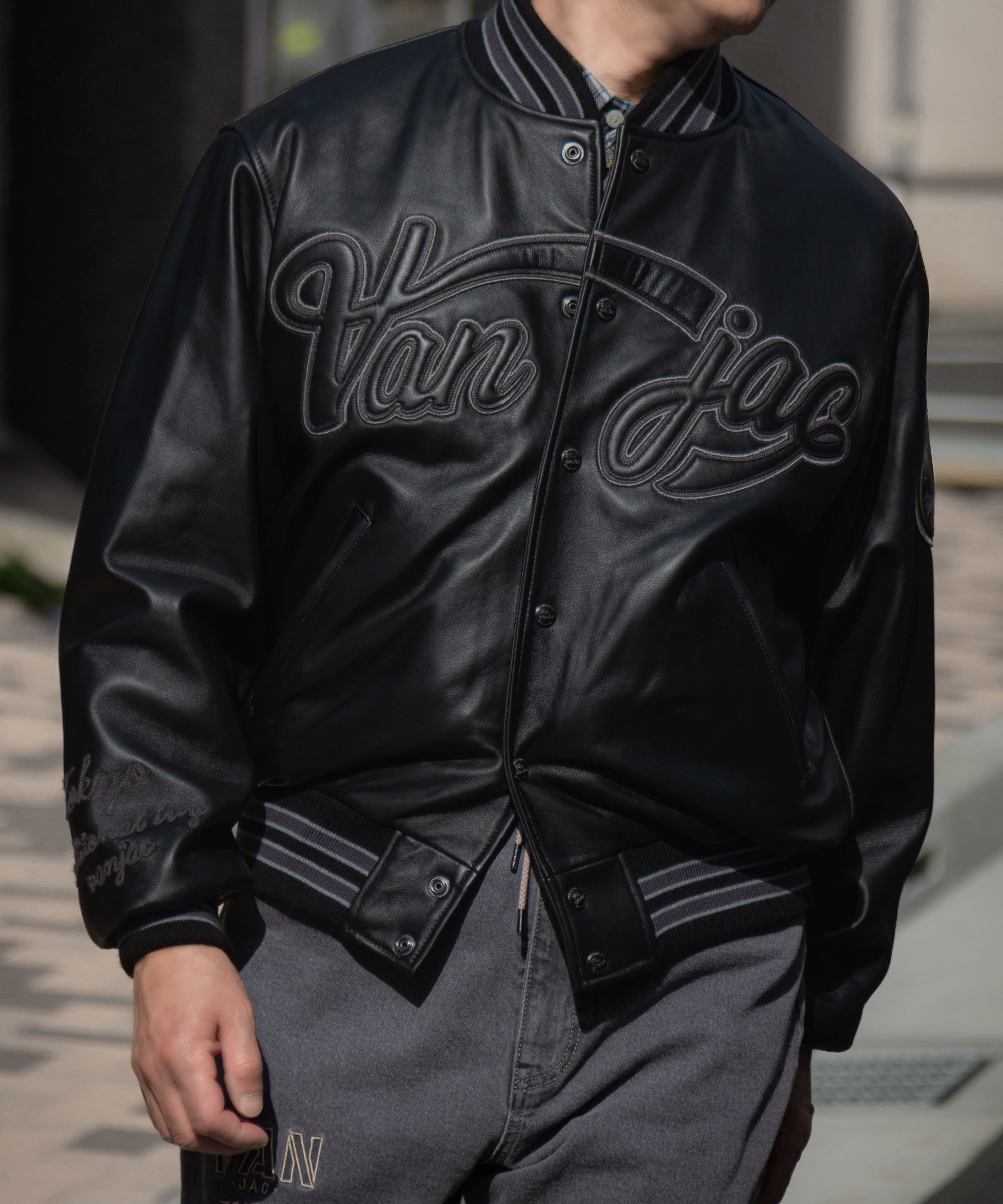 CHANGES チェンジーズ REMAKE VARSITY JACKET - 40’s WORK WOOL 袖レザー リメイクスタジャン Free NAVY/BLACK スタジアムジャンパー アウター【中古】【CHANGES】 DEAR LAUREL ディアローレル × Pla-Jac プラジャック アウター
