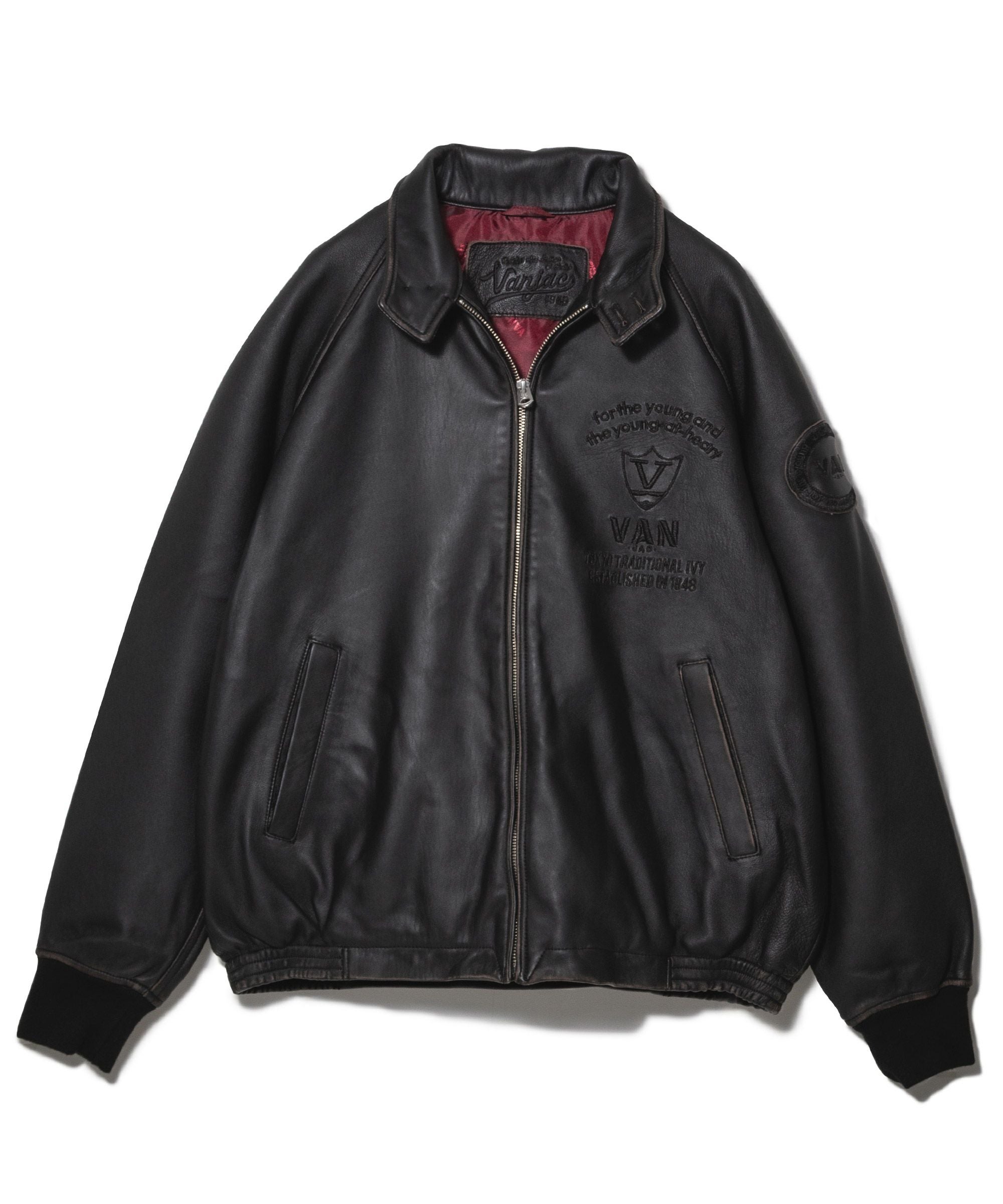 ス*ブ様 90s VANJACKET　レザージャケット VAN レザージャケット 革ジャン バックロゴ ダメージ 90s オールド
