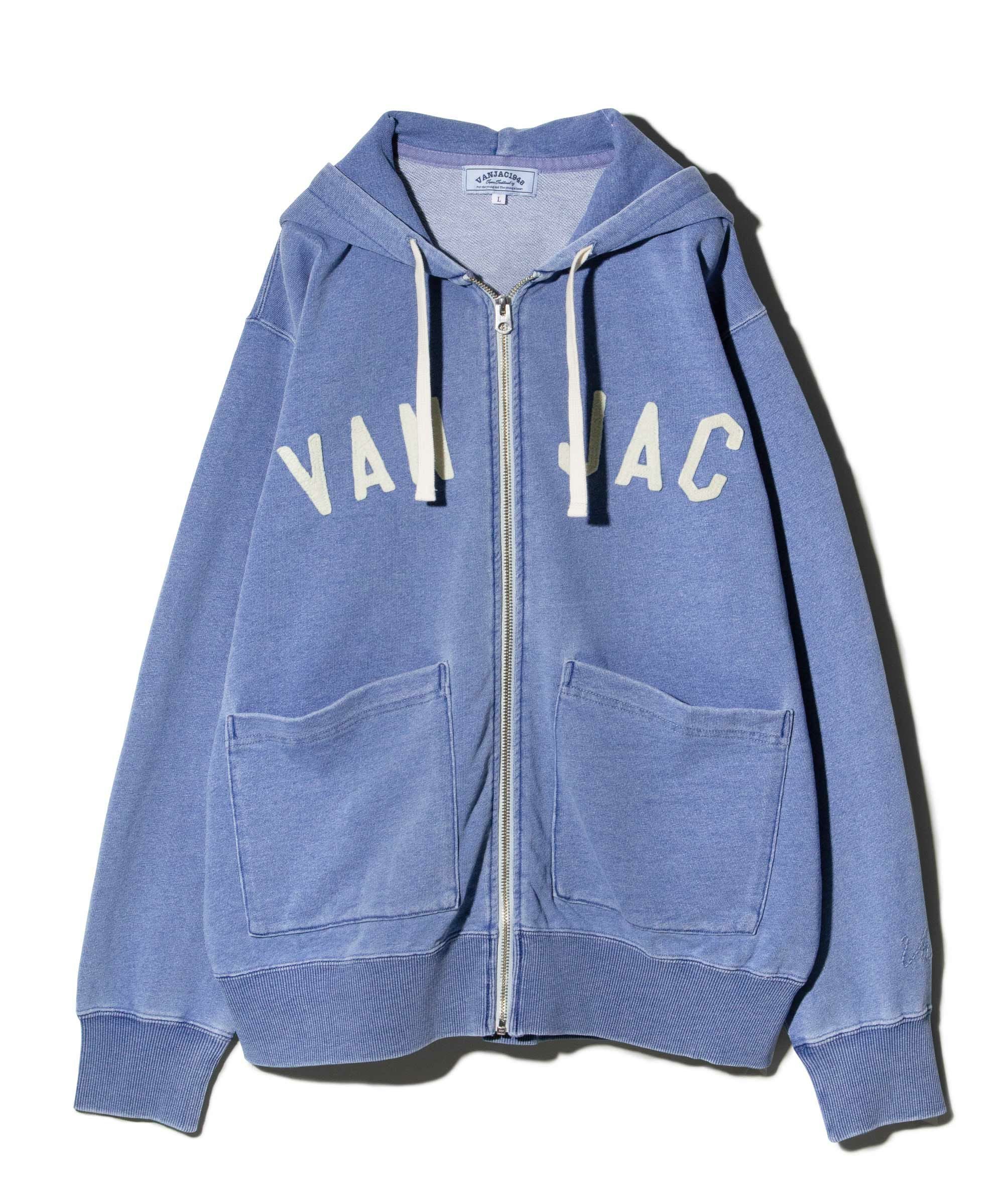 VAN Jacket ヴァンヂャケット スウェット フルジップアップパーカー VAN JAC ヴァンヂャケット パーカー グレー バックロゴ ジップアップ