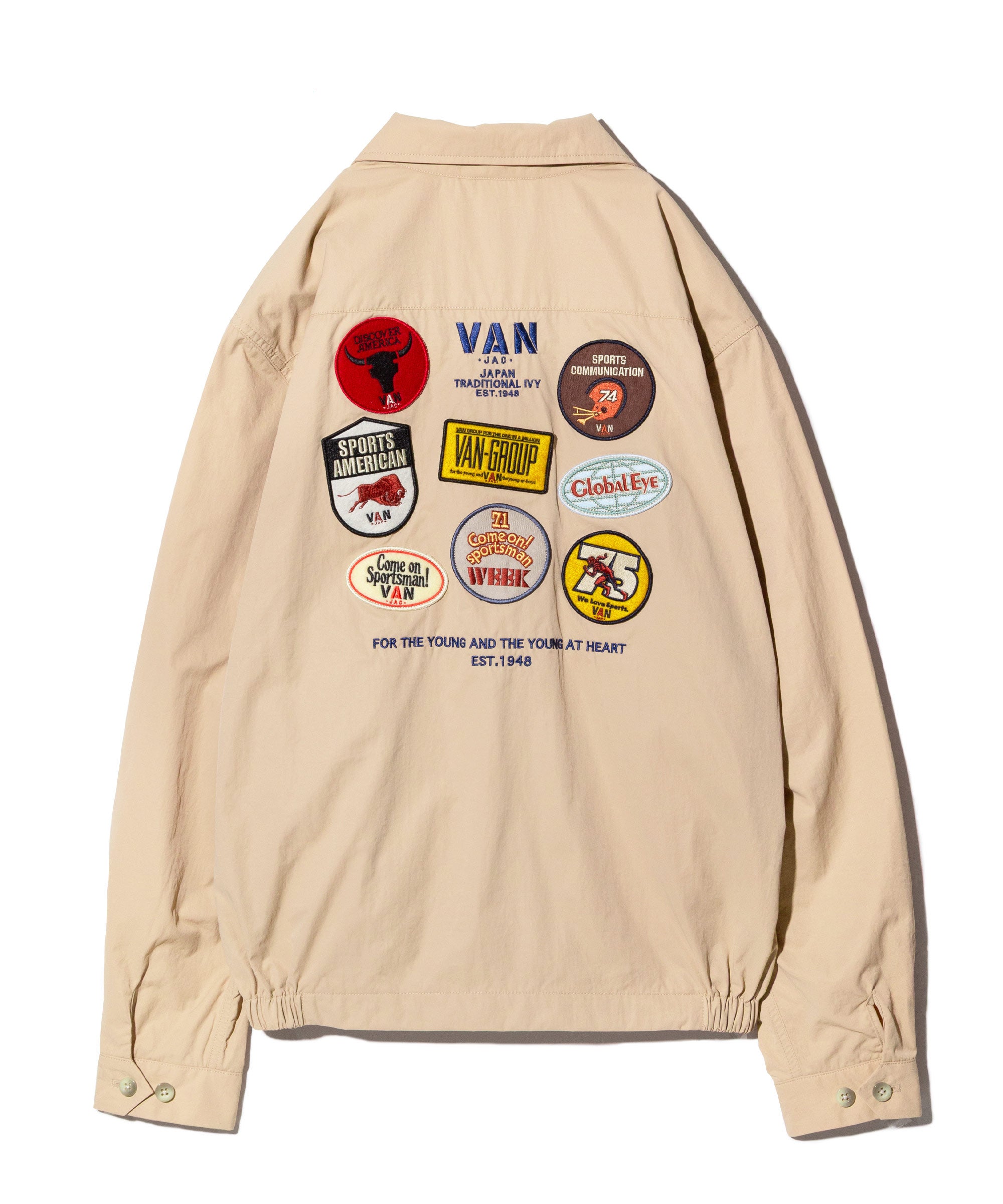 希少■VAN JACKET ブルゾン　ワッペン　刺繍　ベージュ　L 美品/希少 VAN JACKET スタジャン フライトジャケット 70周年 MA-1