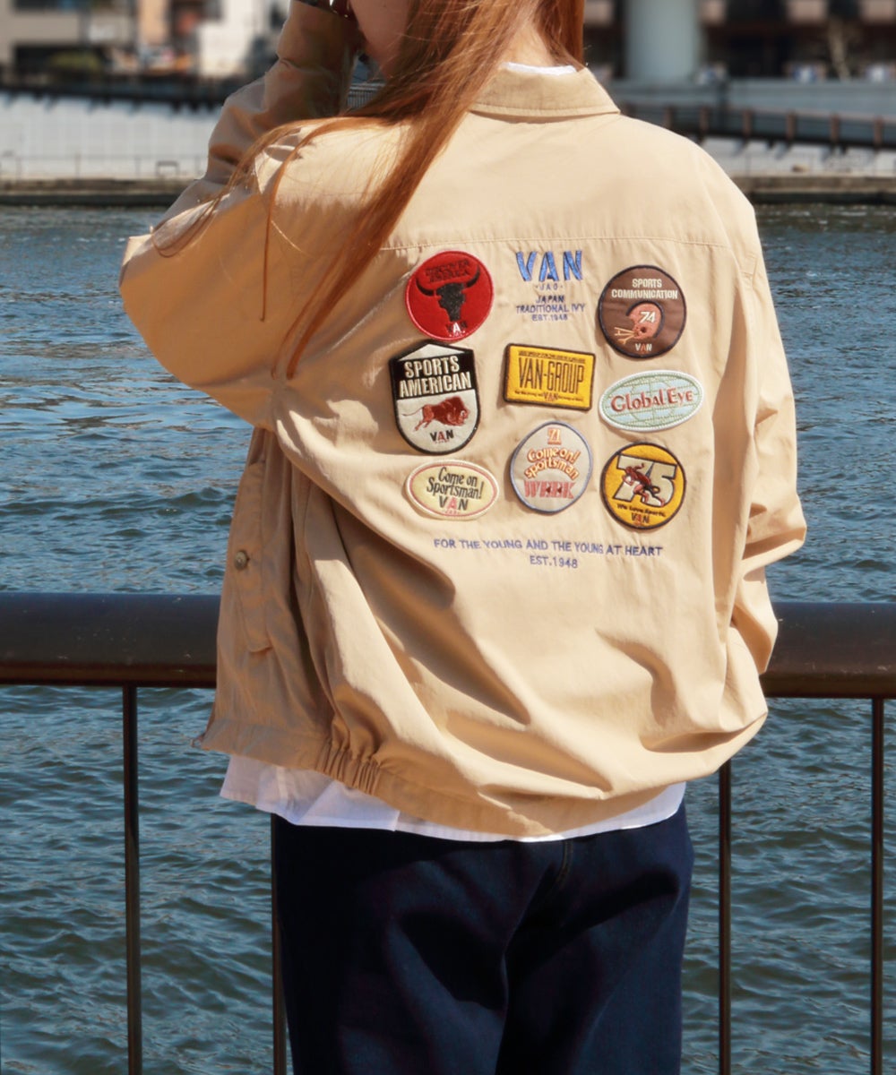 希少■VAN JACKET ブルゾン　ワッペン　刺繍　ベージュ　L ワッペン刺繍ブルゾン ｜ VAN STORE